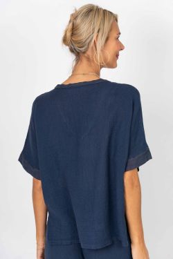 Linen V-Neck Blouse - Made In Italy