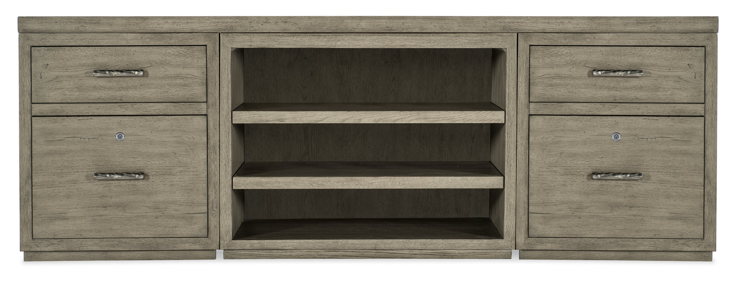 Linville Falls 84" Credenza with Two Files and Open Desk Cabinet