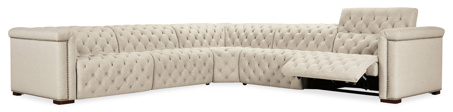 Savion Deux 5 Seat Sectional with Four Power Recliners and Six Power Headrests