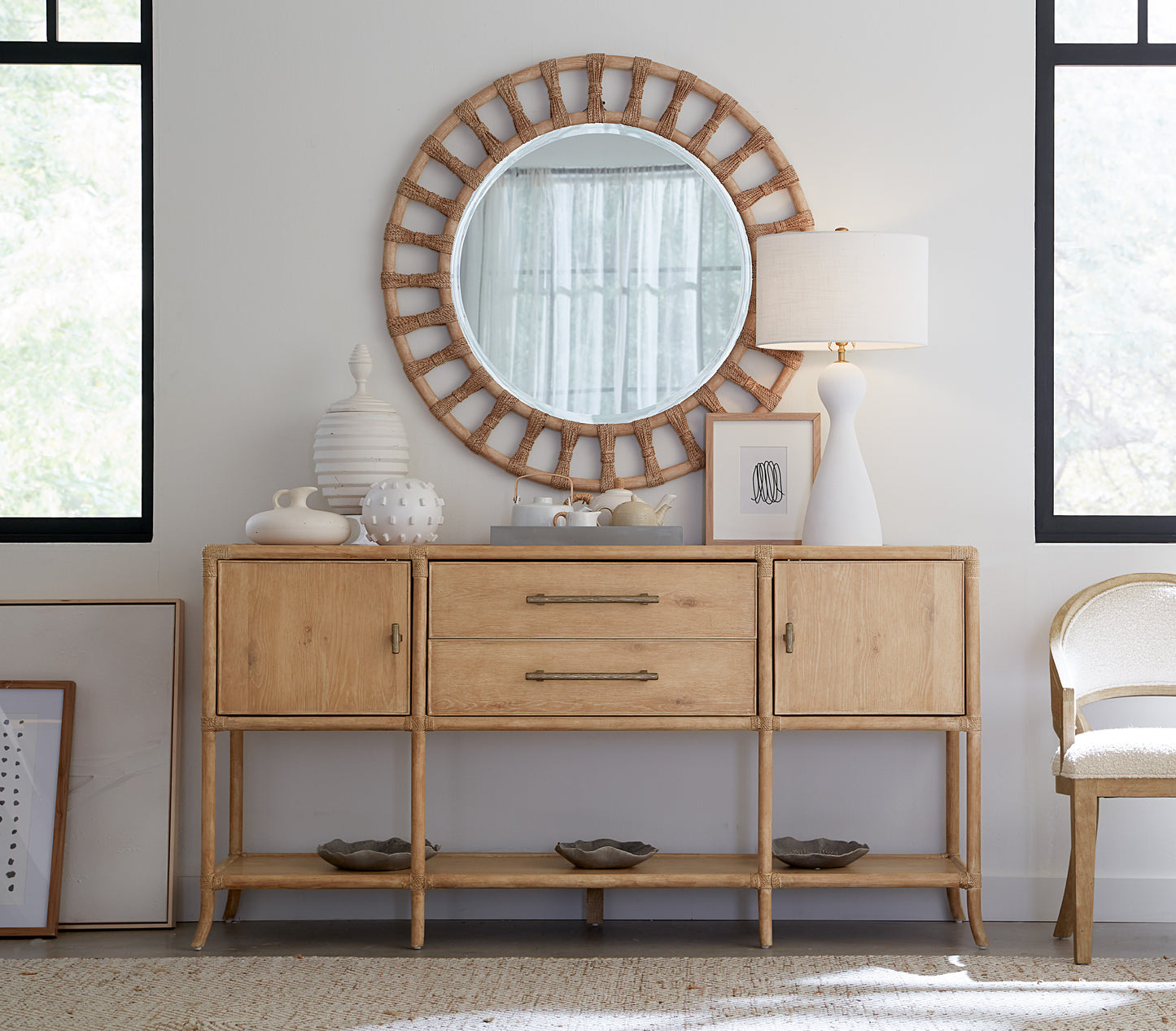 Retreat Pole Rattan Accent Mirror