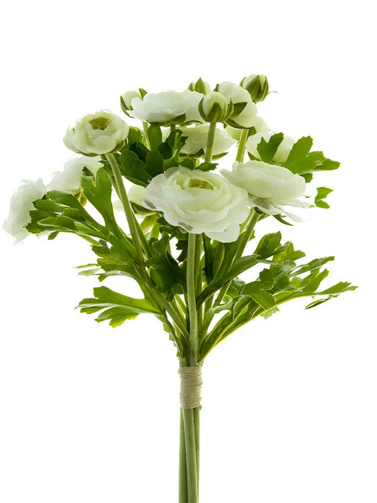 12" Ranunculus Bouquet White Green