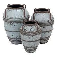 Blue Metal Distressed Vase's Set of 3