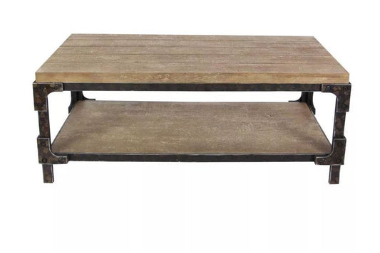 Brown Wood 1-Shelf Coffee Table