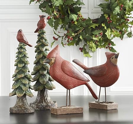 Glittered Trees With Cardinals Set of 2