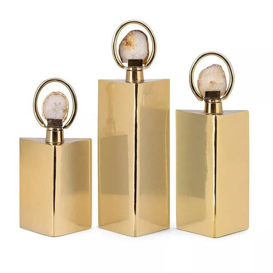 Gold Agate Decorative Bottles Set of 3