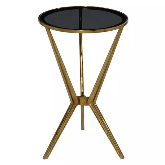 Gold Aluminum Accent Table with Shaded Glass Top