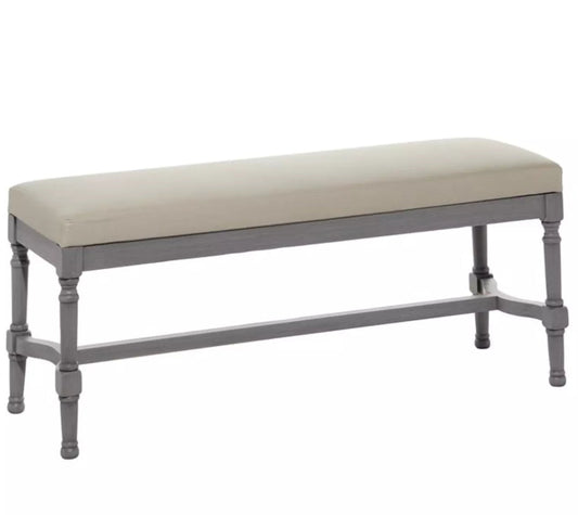 Grey Wooden Bench with Linen Seat