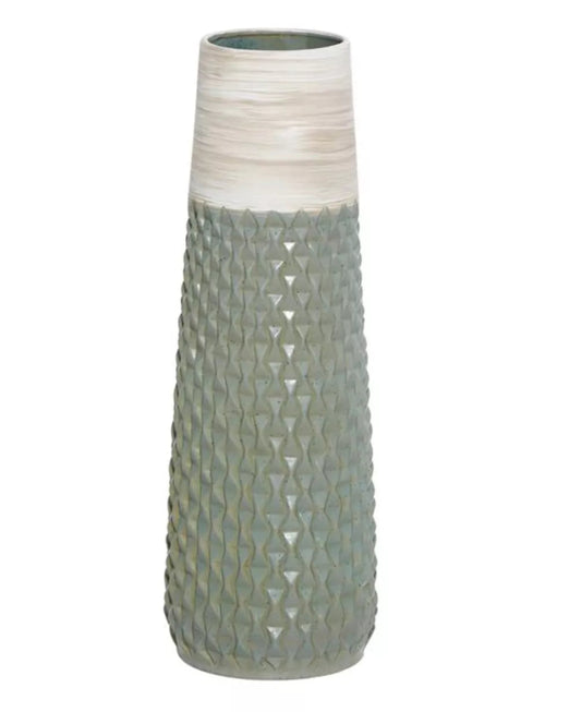 Handmade Ceramic Green Geometric Vase, Large