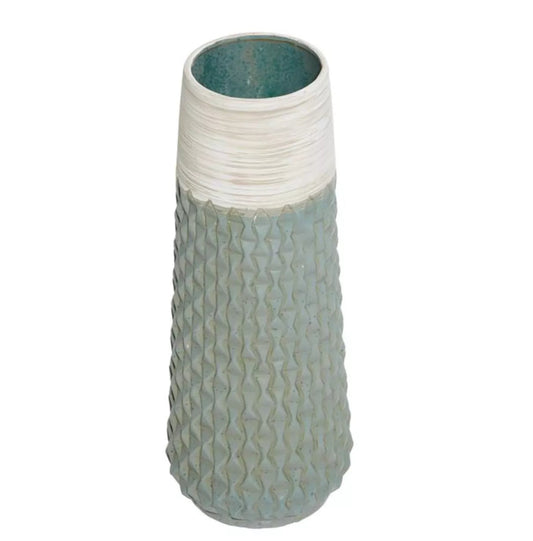 Handmade Ceramic Green Geometric Vase, Small