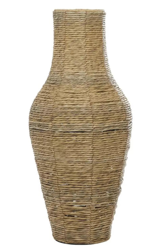 Handmade Faux Seagrass Woven Floor Vase, Tall
