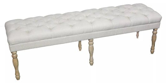 Natural Linen Tufted Bench