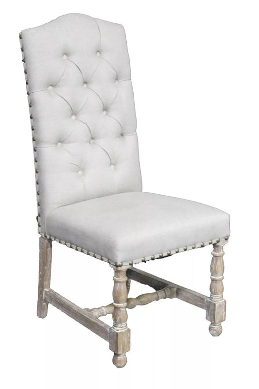 Natural Linen Tufted Side Chair