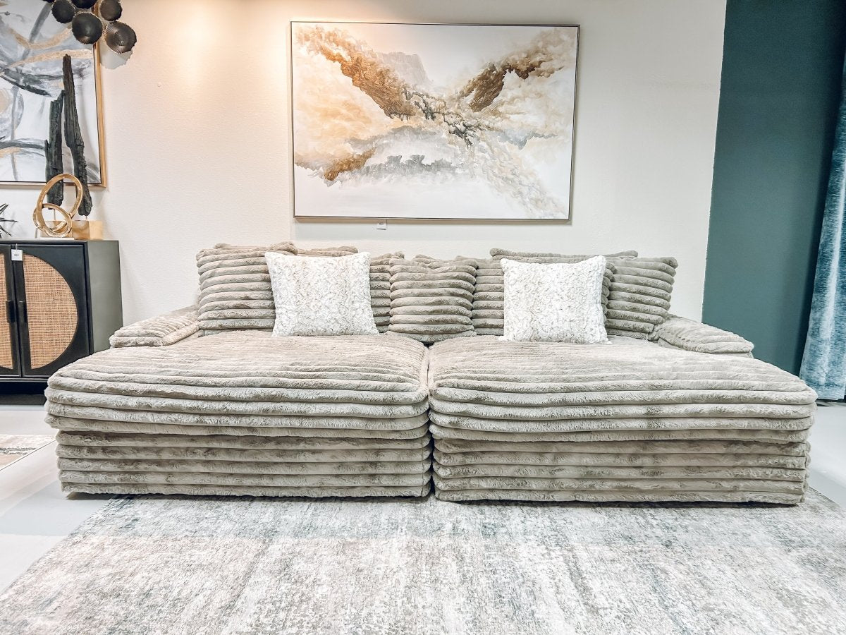 Oversized Double Chaise Sofa Couch In Mondo Granite