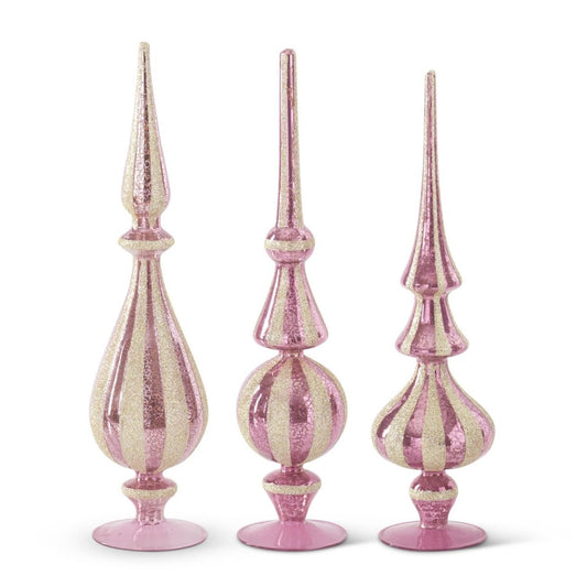 Pink Mercury Glass Finials Set of 3