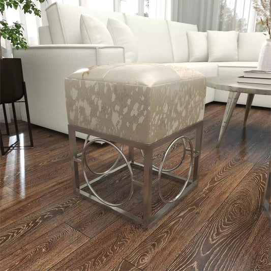 Silver Leather Stool
