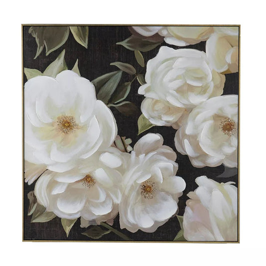 Sweet Gardenias Framed Hand-painted Wall Art 40x40