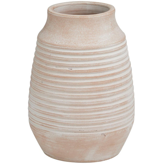 Whitewashed Ribbed Vase