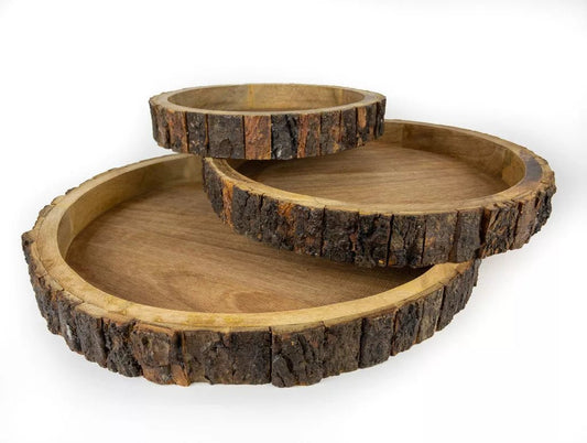 Wood Bark Trays -Round